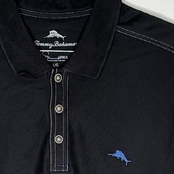 Tommy Bahama Charcoal Black 3/4 Sleeve Supima Shirt in Size Large - Picture 5 of 6